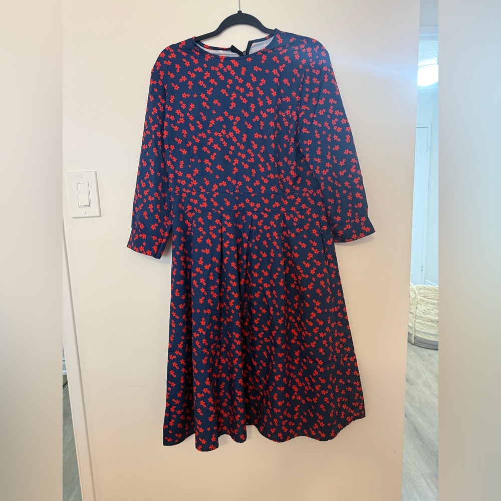 Floral Dress in Navy and Red